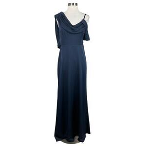 AQUA One Shoulder Backless Long Evening Gown Blue Size 6 Formal Dress